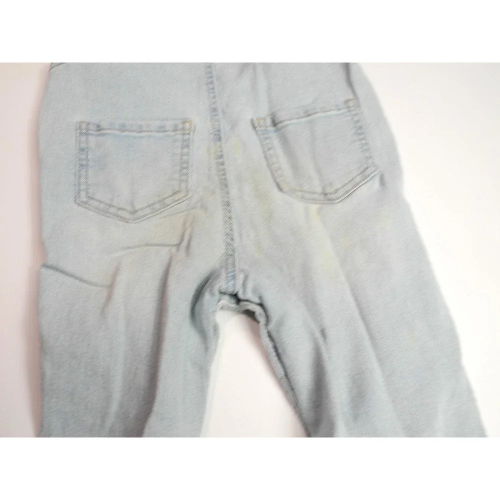 OshKosh B'gosh Overalls Girls 24M Denim Jean Lined Pink Floral Cuffed Vintage